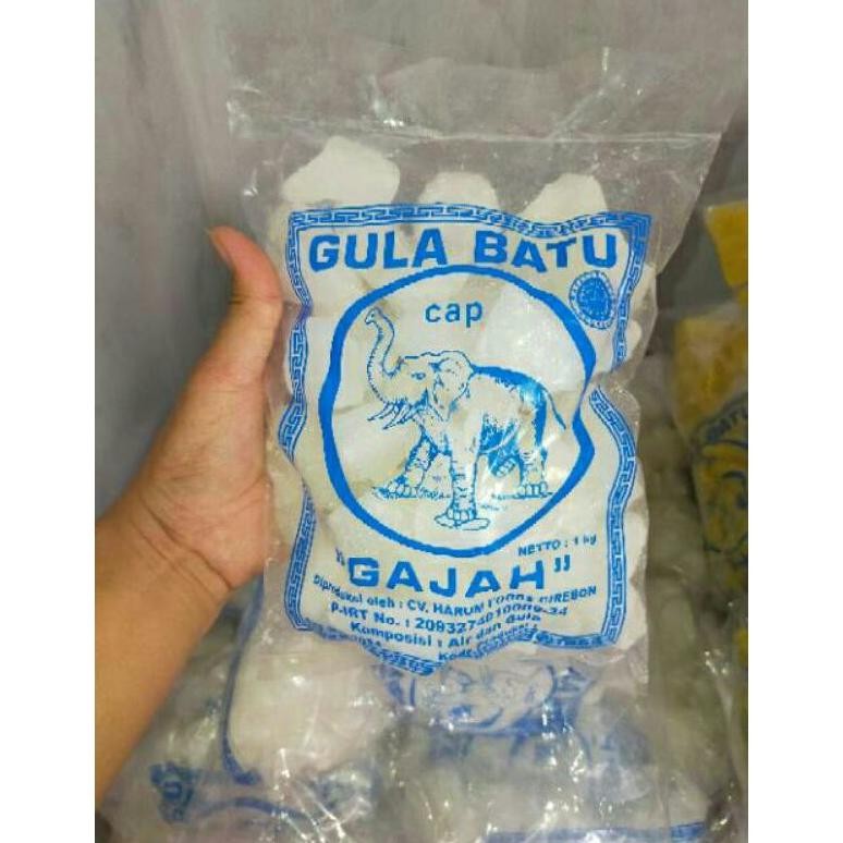 

Gula Batu Putih Khas Cirebon Merk Cap Gajah Kemasan 1 KG Nugi