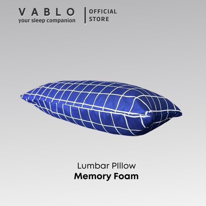 Vablo bantal lumbar cushion memory foam micro - motif biru