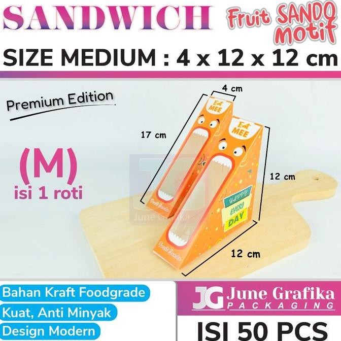 (Isi 50pcs) Kemasan / Box Sandwich / Packaging Kraft Sandwich / Kotak roti Kraft / Mika Segitiga San