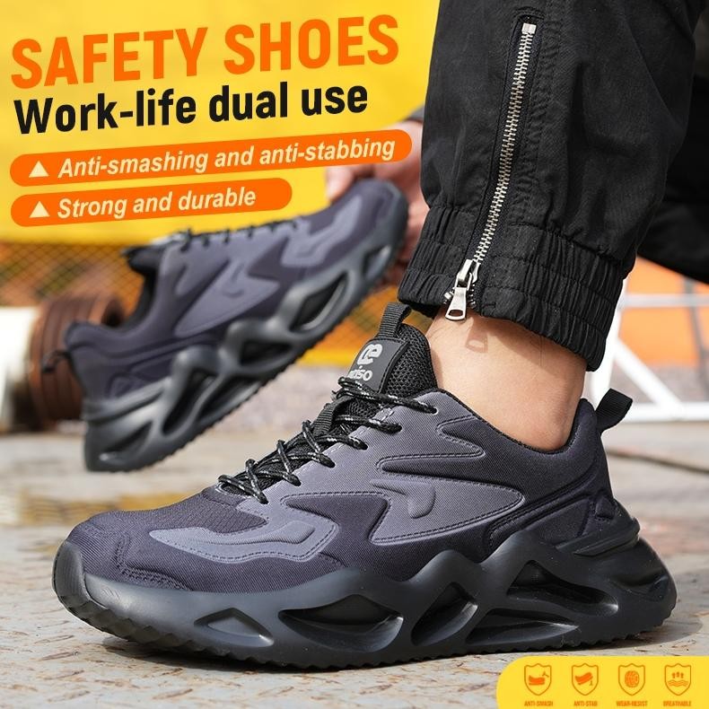 Ready Sepatu Safety Pria Aeiso V19 Sneakers Sporty Import Ringan Ujung Besi, Safety protection and f