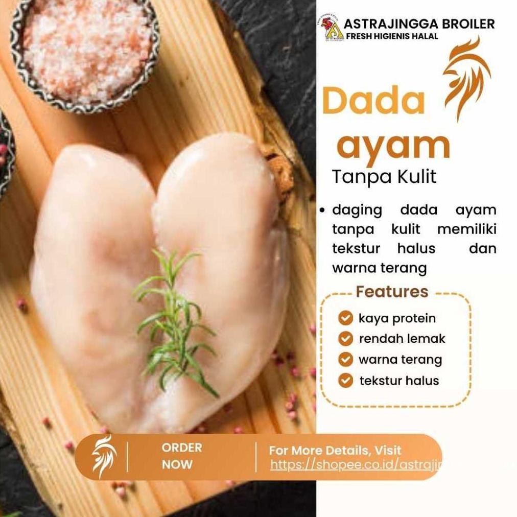 

Daging ayam dada fillet boneless tanpa kulit 1kg astrajingga broiler Nugi