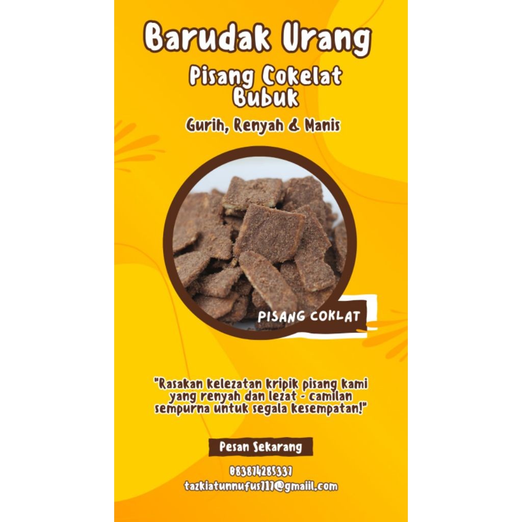 

keripik pisang original, coklat bubuk dan coklat lumer