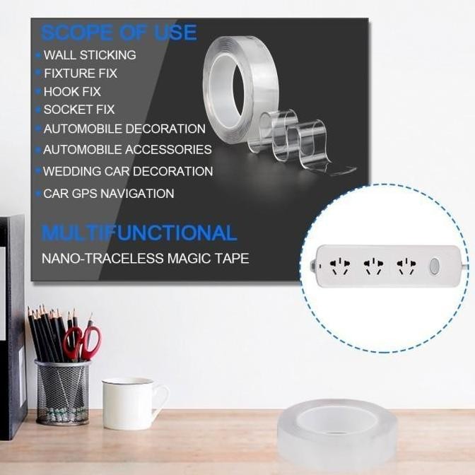 

Double Tape Perekat Transparent No Trace Washable 3 X 0.1 Cm X 5 Meter