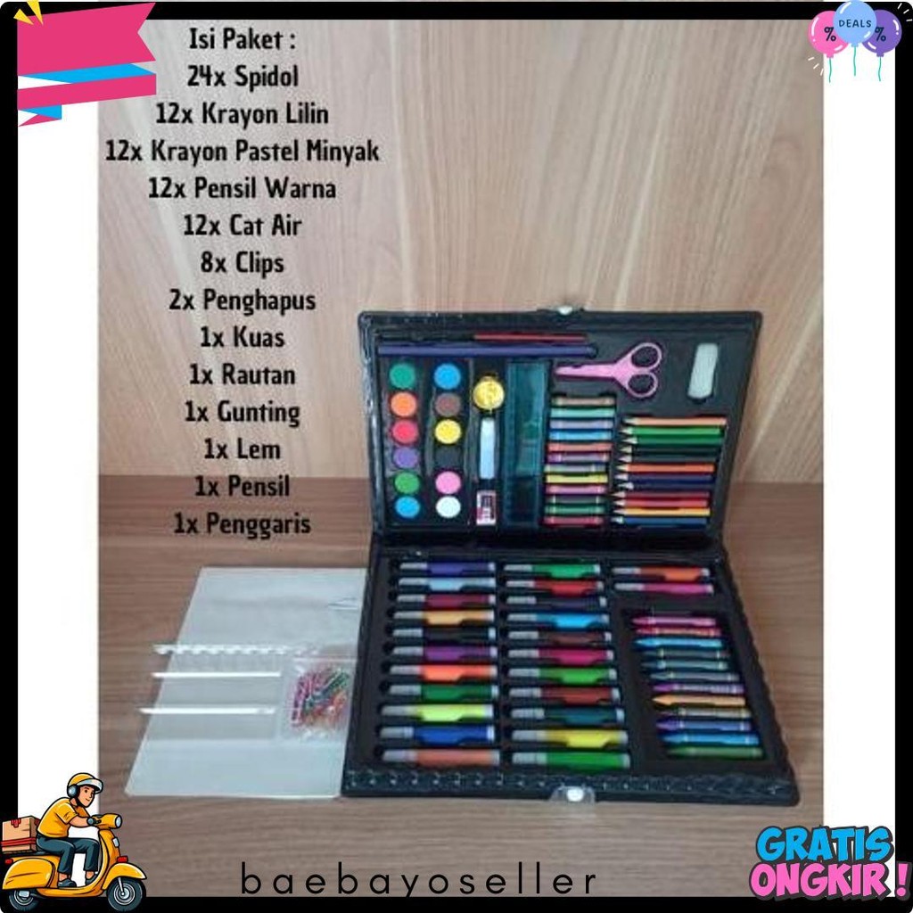 

Crayon 86 Pcs|Crayon Warna Cerah|Oil Pastel Crayon 86Pc Macam Warna Set Koper 86 In 1 Cocok Untuk Anak|Krayon 86 Set|Crayon Art Paint|Crayon Cat Melukis Diskon