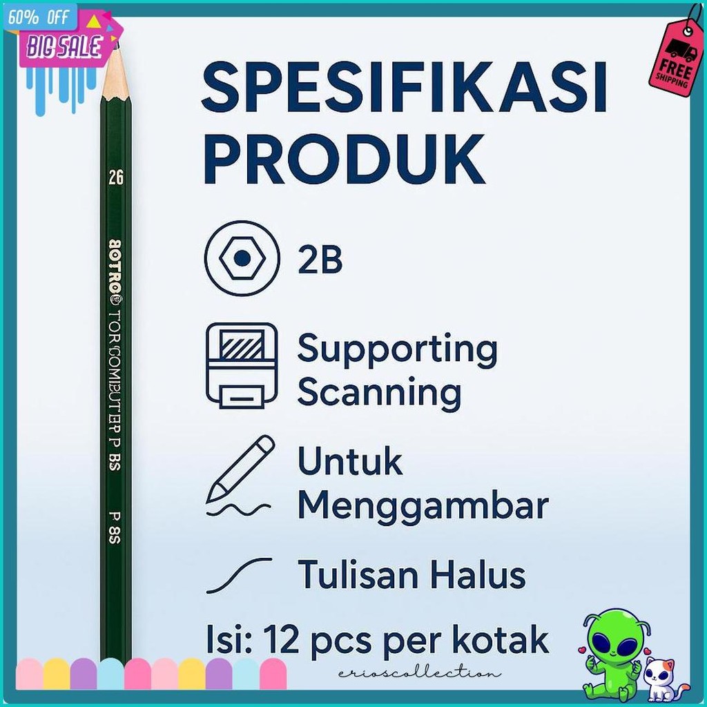 

Pensil Joyko 12 Pcs 2B Alat Tulis Anak Pencil Diskon Setengah Harga