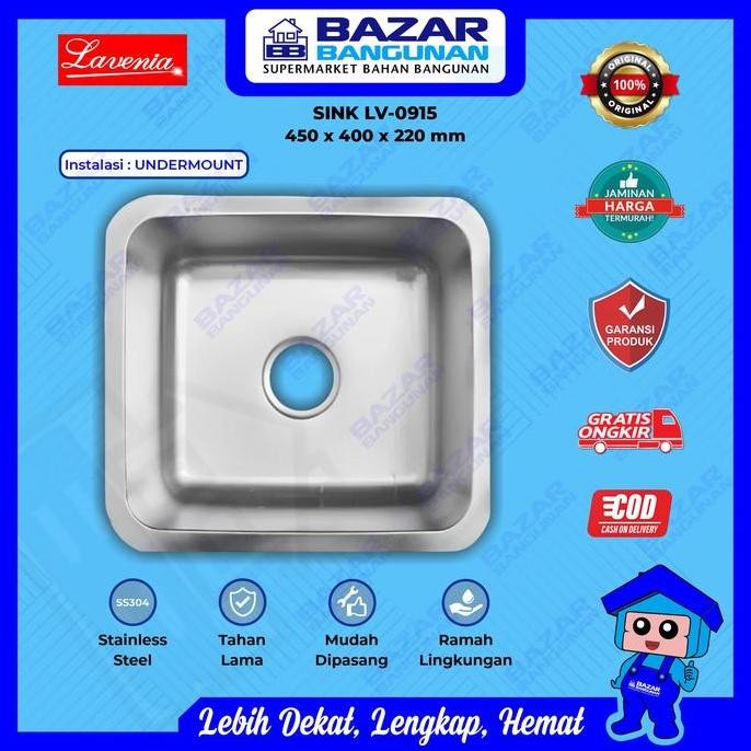 Lavenia - Kitchen Sink Wastafel Bak Cuci Piring Dapur LV 0915 Stainless Steel Undermount Toto Royal
