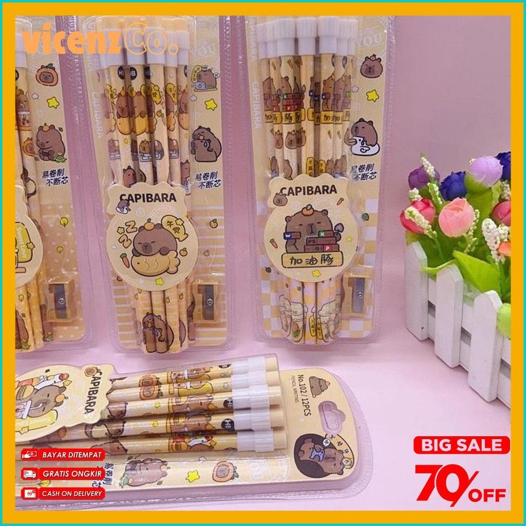 

1 Set 12 Pcs Pensil Anak Motif Capybara & Labubu / Set Pensil Anak Sekolah Lucu Capybara Premium Quality Terlaris! Produk Ini Banyak Dicari