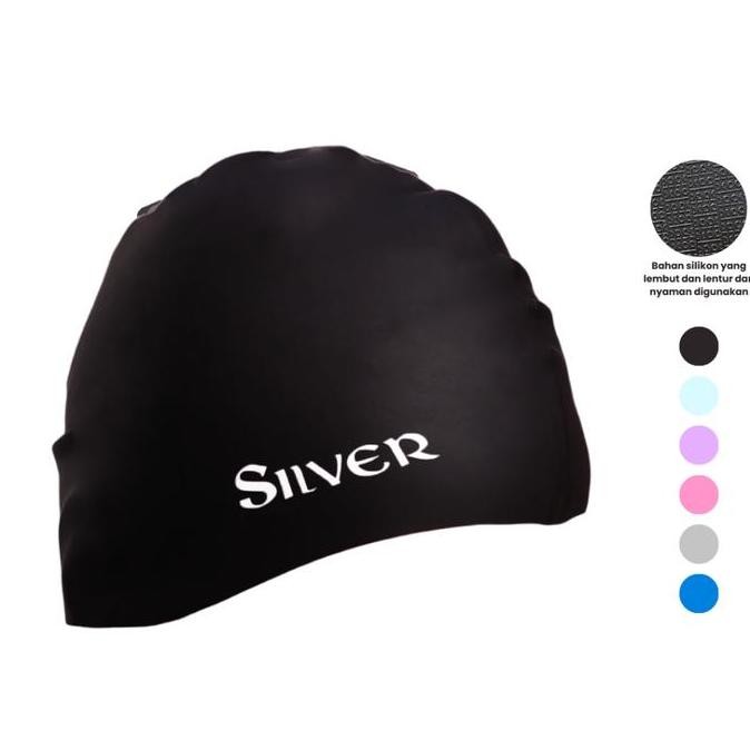 Topi Renang Dewasa Silver Silicone Swim Cap 17005.1088