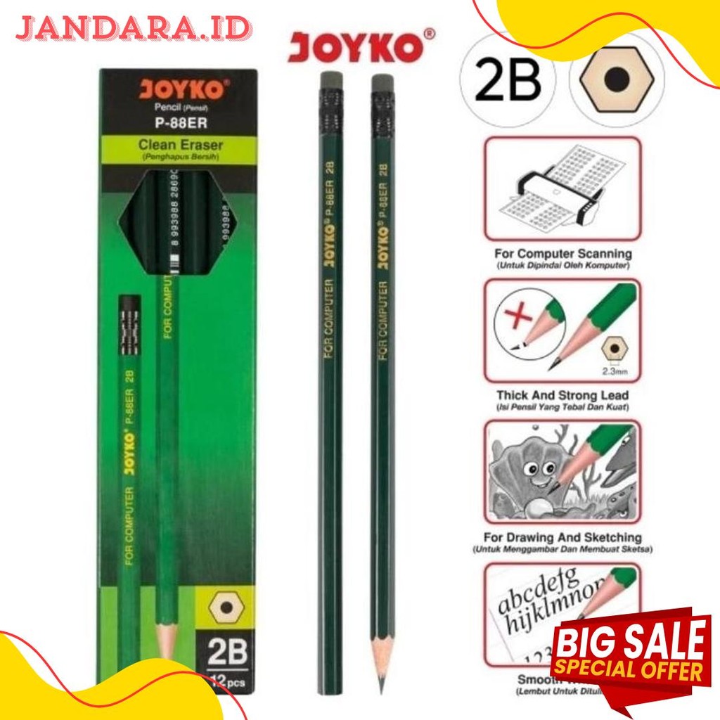 

(12Pcs) Pensil 2B Joyko P-88Er/Pensil 2B Joyko Diskon