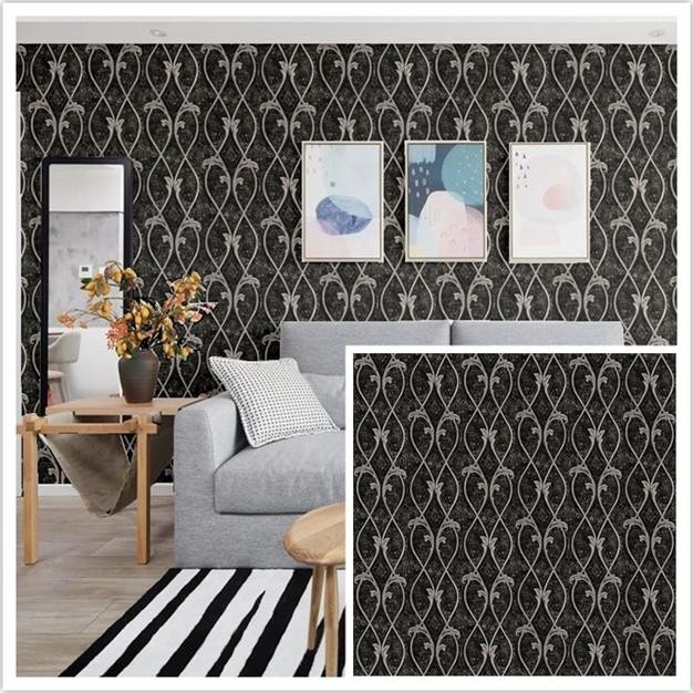 PAKET 5 ROLL Wallpaper Stiker Dinding Teralis 3d Dasar Hitam Ukuran 45Cm X 10M Wallpaper Rika