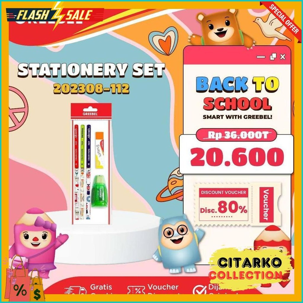 

Greebel Paket Alat Tulis Sekolah / Stationery Set 202308- 112 / Hampers Ulang Tahun Kado Anak Terlengkap Dan Termurah