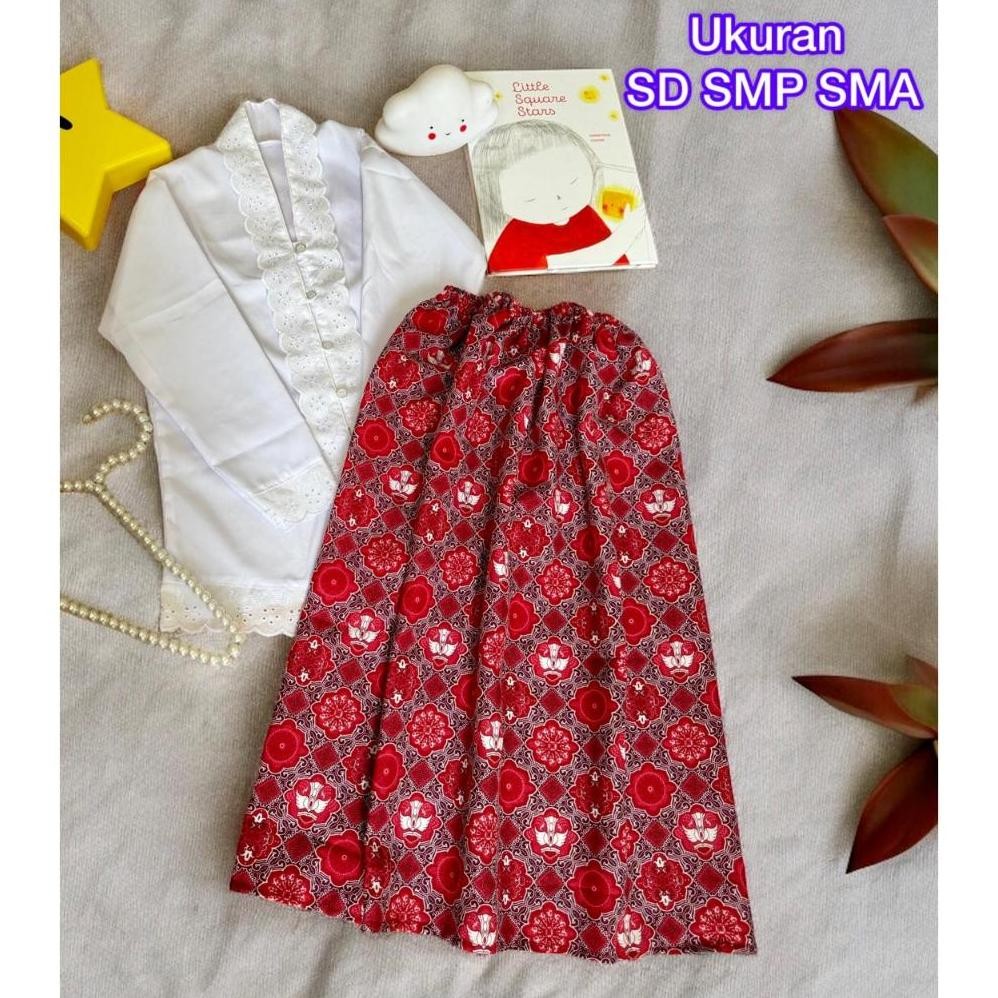 Setelan Kebaya Anak Putih Merah Hijau Hitam Seragam Sekolah Tk Sd Smp Sma Pakaian Baju Adat Perempua