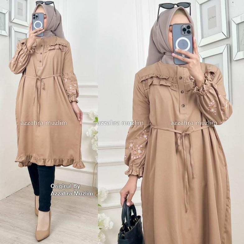 Promo - AM - Queen Dress LD110 Tunik Wanita Busui Shakila Bordir Tangan Balon / R.13 - 321-6423