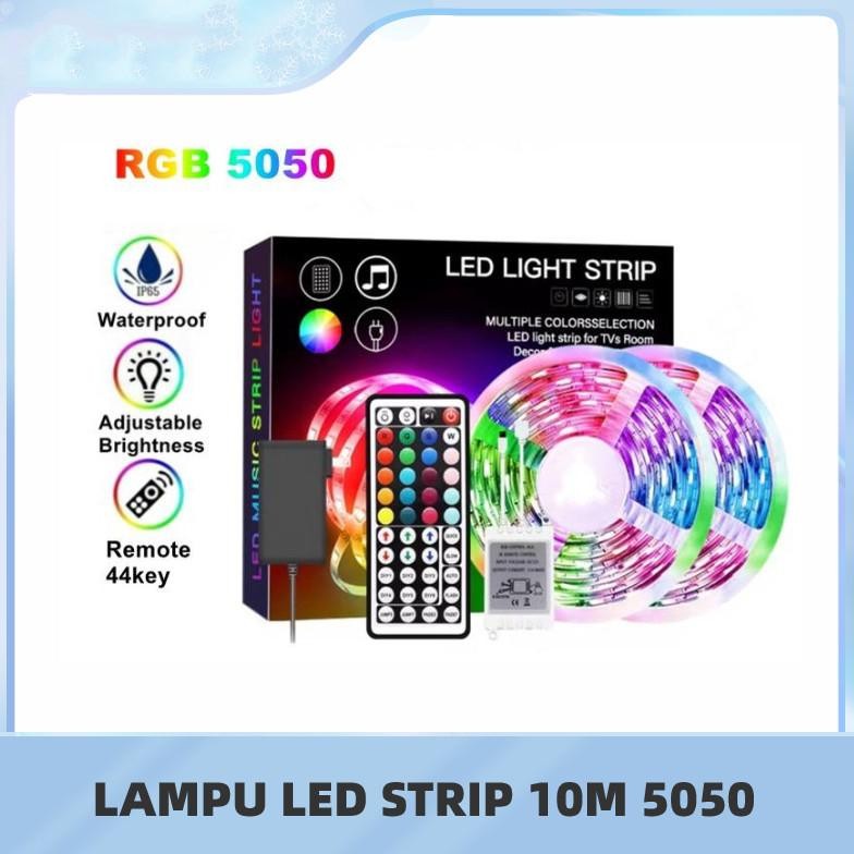 Terlaris Lampu Led Strip 5050 Rgb 5M 10M Ip44 Rgb Remote Lampu Hias - 5050 10M Rgb