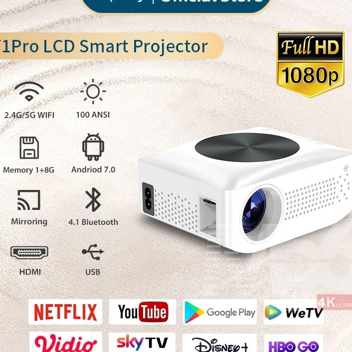 Tripsky T1Pro Proyektor Mini Portable Lcd Proyektor Android Mini Home Theater Android Proyektor