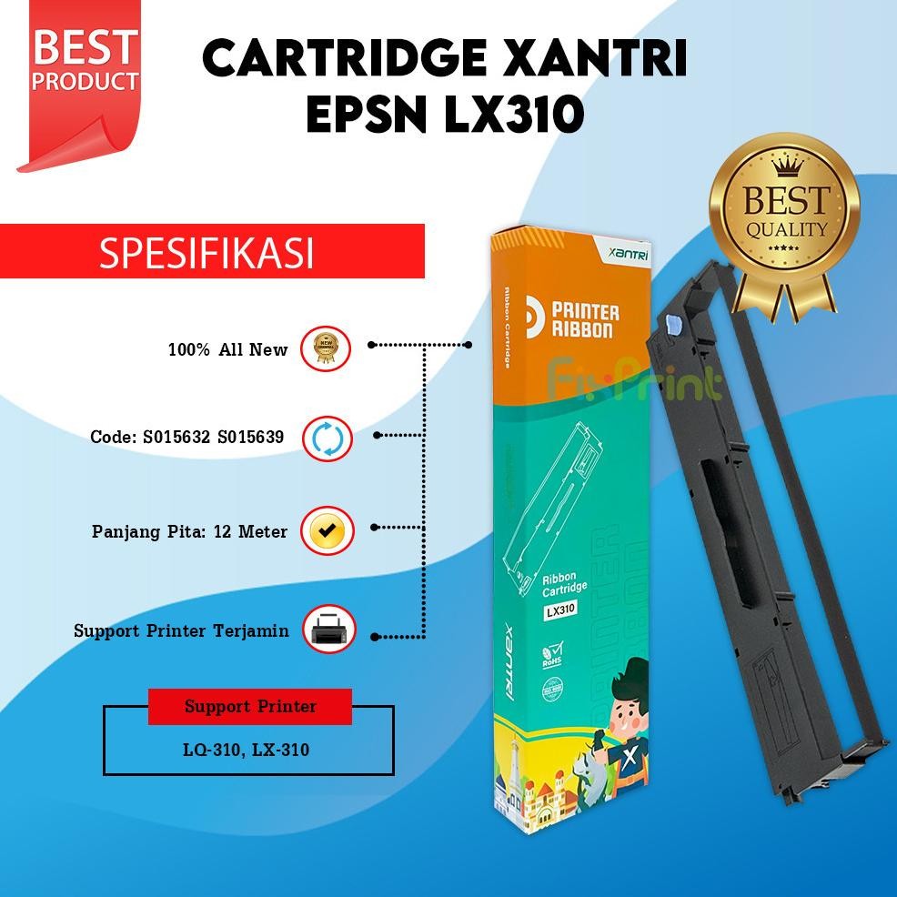 Ribbon Cartridge Epson Xantri LX310 LX-310 LX 310 Pita Refill + Dudukan Cartridge lx310 lx-310 Xantr