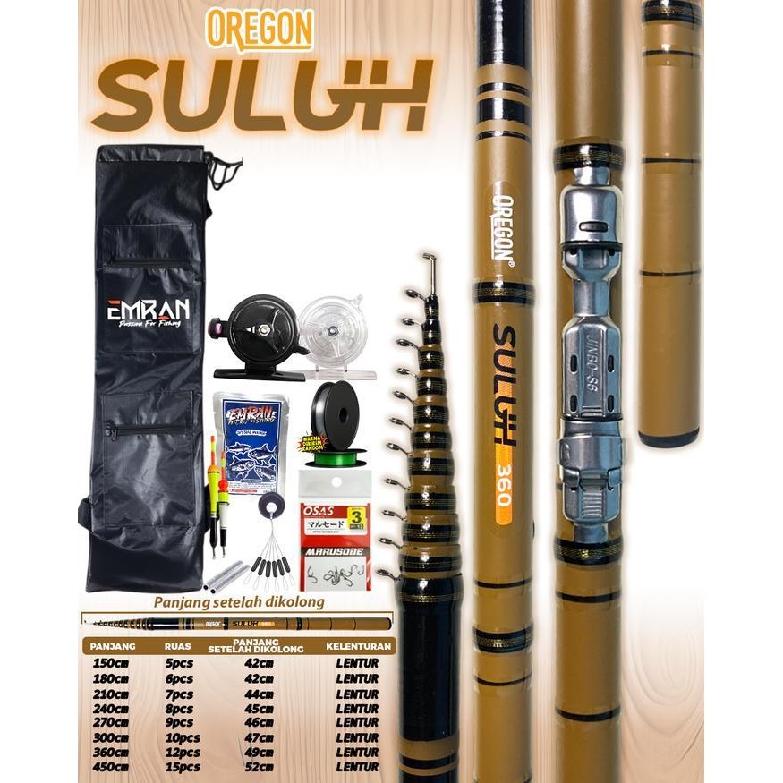 Joran Tegek Kolong Oregon Suluh Ruas Pendek Bahan Fiber Action Medium Tangkai Tongkat Pancing