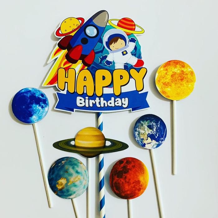 Astronot Planet Topper Cake Birthday / Hiasan Kue Ulang Tahun