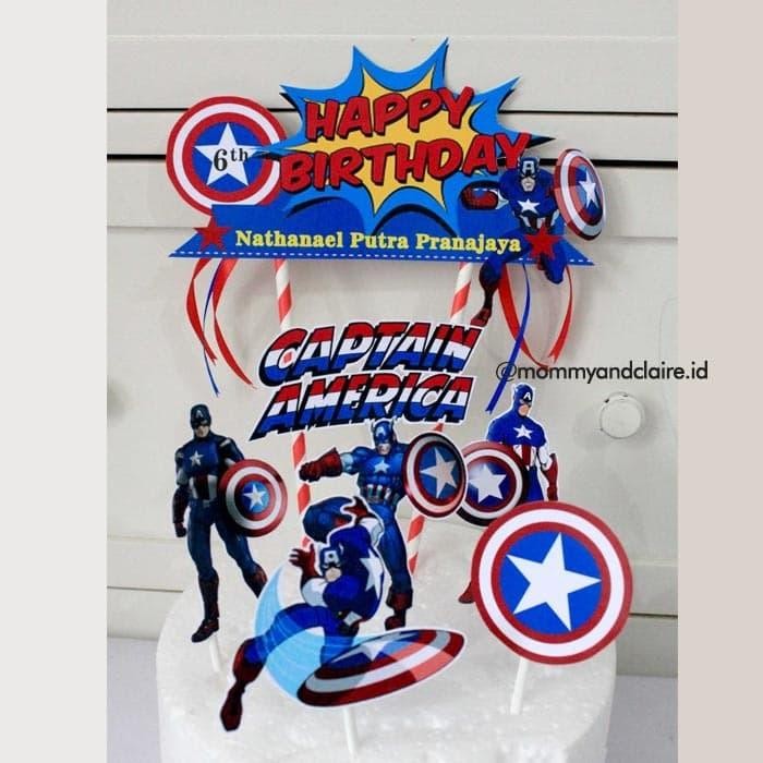Cake Topper Captain America/Hiasan Kue Captain Amerika/Cake Topper