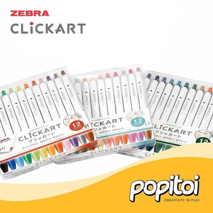 

ZEBRA CLICKART MARKER 0.6MM FINE LINER 1 SET 12 WARNA WARNI SPIDOL ORIGINAL DAN TERPERCAYA