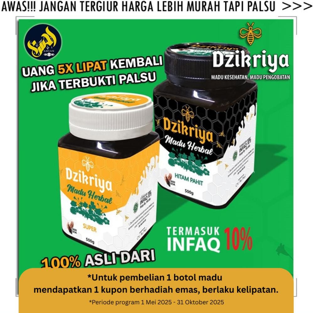 

Dzikriya Madu Herbal Super Manis/Hitam Pahit 500g - Honey Murni Asli 100% Nugi
