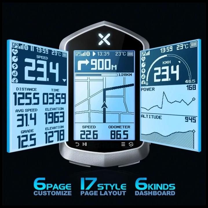 SPEEDOMETER SEPEDA XOSS NAV+ SMART GPS SUPPORT STRAVA NAV PLUS BIKE COMPUTER SILVER