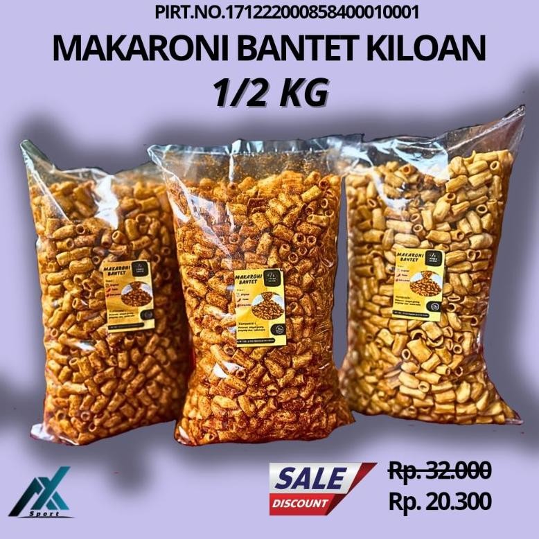 

MAKARONI BANTET BANTAT PEDAS KILOAN 1/2 KG KHAS TASIKMALAYA KRIWIL KERANG 500 GRAM Nugi