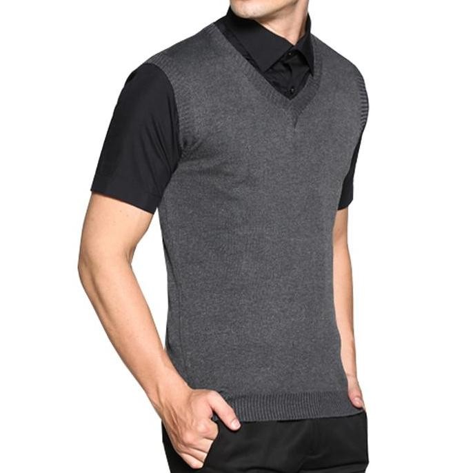 Diskon Rompi Rajut Polos Basic Hitam Merah Navy Abu Pria Wanita Korean Style