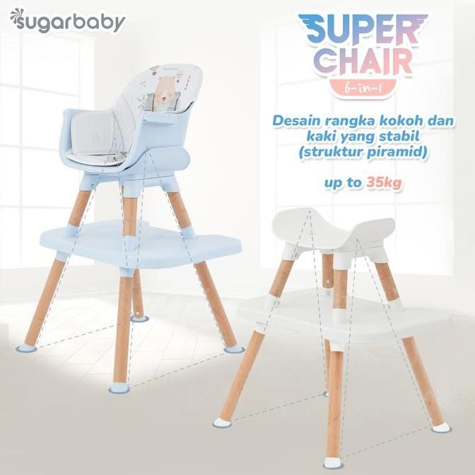 siap kirim sugar baby super chair high chair 6in1 | kursi makan bayi 6 bulan+