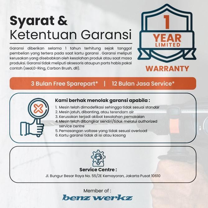 Mesin Bor Tembok Sds Plus Beton 800Watt / Rotary Hammer Bobok Benz