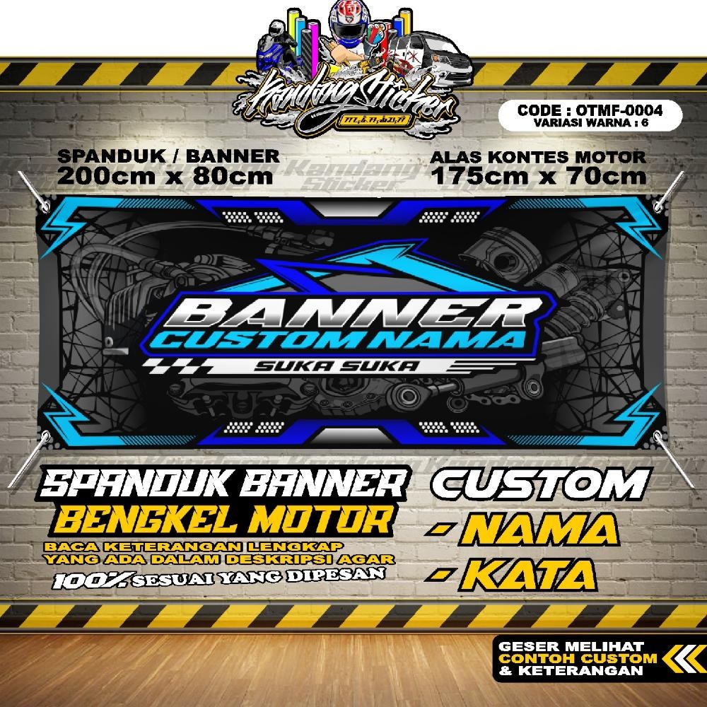 BANNER KONTES SPANDUK BENGKEL MOTOR OTMF-0004-VW6 ALAS KONTES BANNER RACING KOMUNITAS MOTOR RACING S