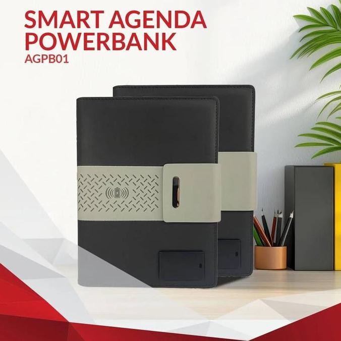 

Smart Agenda Powerbank / Charging Note Book Premium Custom Logo / Souvenir Buku Tulis Jurnal Planner