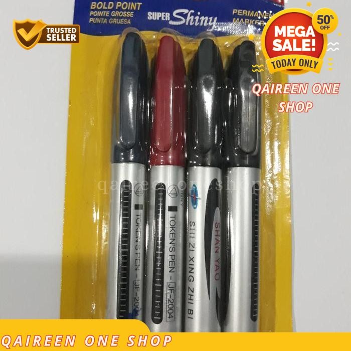 

4PCS SPIDOL BOLD POINT SUPER PERMANET MARKER SHINY PEN TERMURAH QAIREEN ONE SHOP