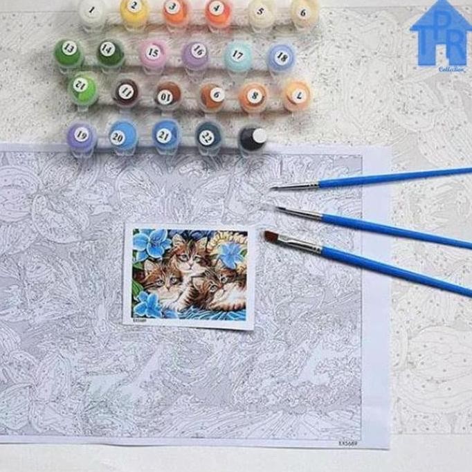 

DIY - Set melukis sendiri / paint by number kit - Animals 40x50cm.