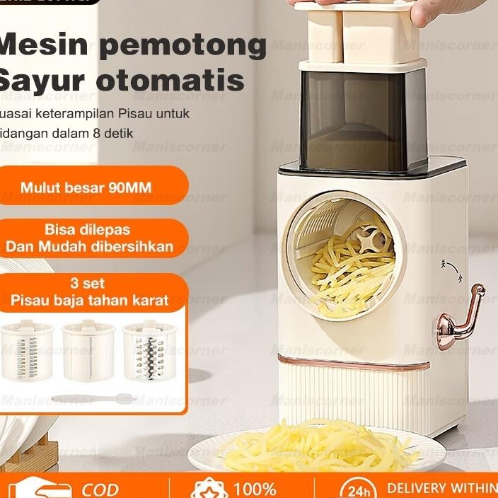 Maniscorner Mesin Pemotong Sayur Otomatis Parutan Serbaguna Listrik Parutan Keju Listrik Otomatis