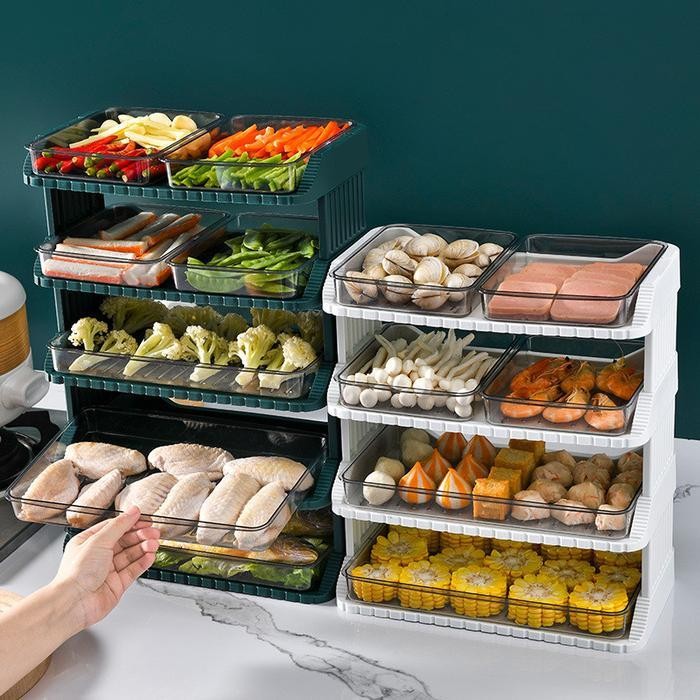 Vixplorn 3/4/5 Susun Gaya Bernapas Tingkat Food Rack Storage Tudung Saji Rak Makanan Bertingkat /Rak
