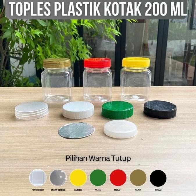 Isi 100 Pcs Toples Kotak 200ml / Toples Plastik 200 ml / Toples Sambal / Toples Coklat Jar