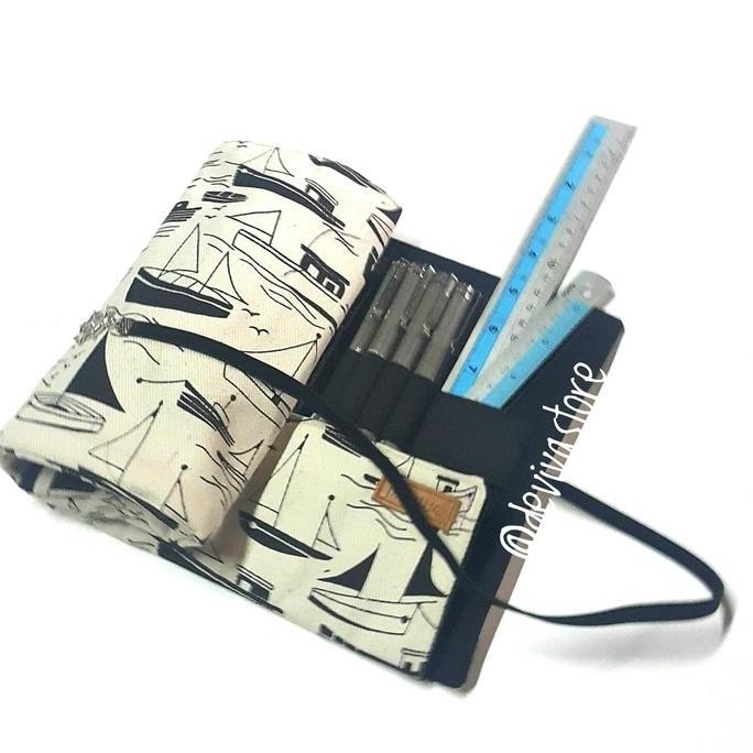 

Roll Pensil Case / Tempat Pensil Gulung Kanvas 48 Slot