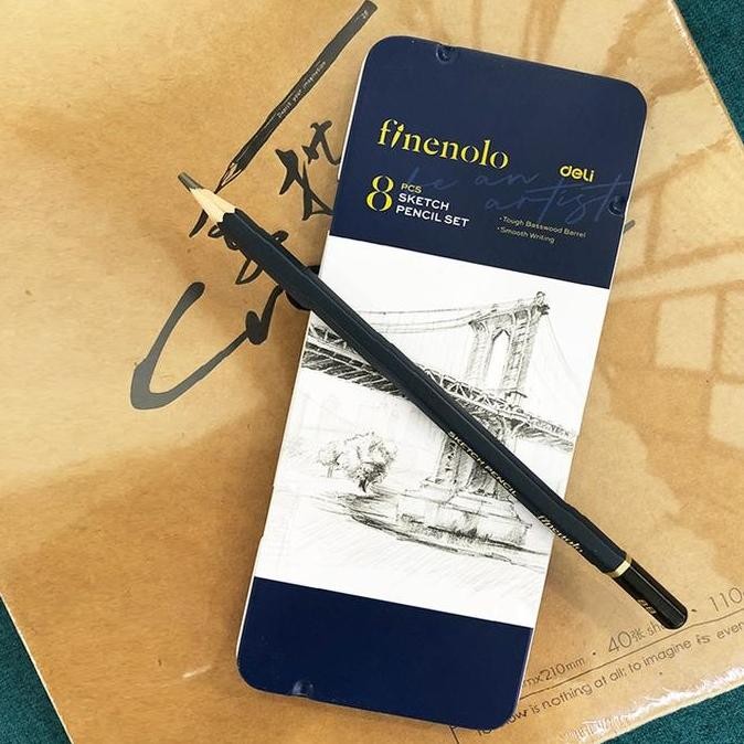 

Deli Sketch Pencil Set / Pensil Sketsa Gambar isi 8 Box Metal EC26 Alat Kayu