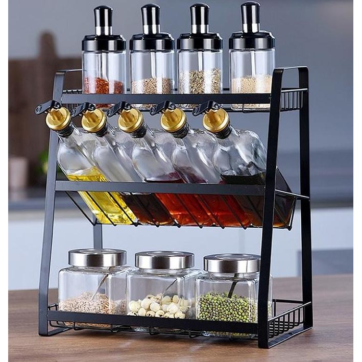 Rak Toples Botol Kaca Tempat Bumbu Rak Dapur Stiker Bumbu