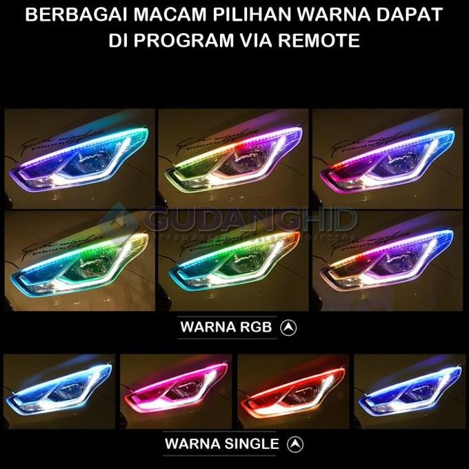 LAMPU DAJJAL LAMPU MOTOR  TERANG DRL RGB LAMPU ALIS NEON MOBIL MOTOR WELCOME LED RGB SEIN RUNNING CA