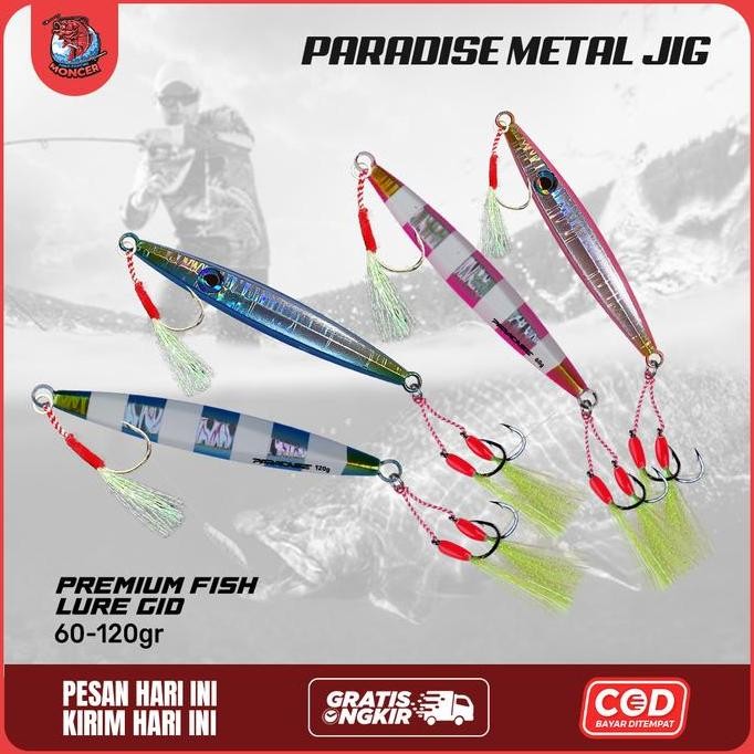 NEW Paradise Metal Jig Premium Fish Lure GID 60-120gr - Jigging Laut Glow In The Dark untuk Tuna GT 