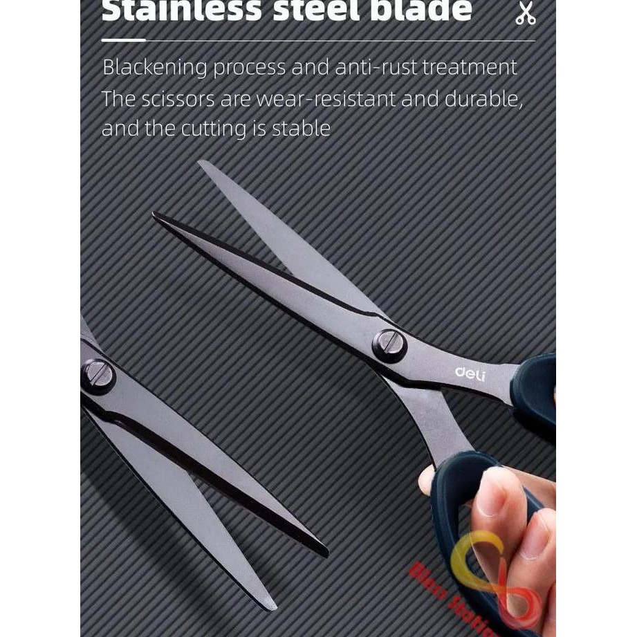 

Deli Gunting Anti Lengket 175Mm Gunting Anti Karat Gunting Hitam Scissors