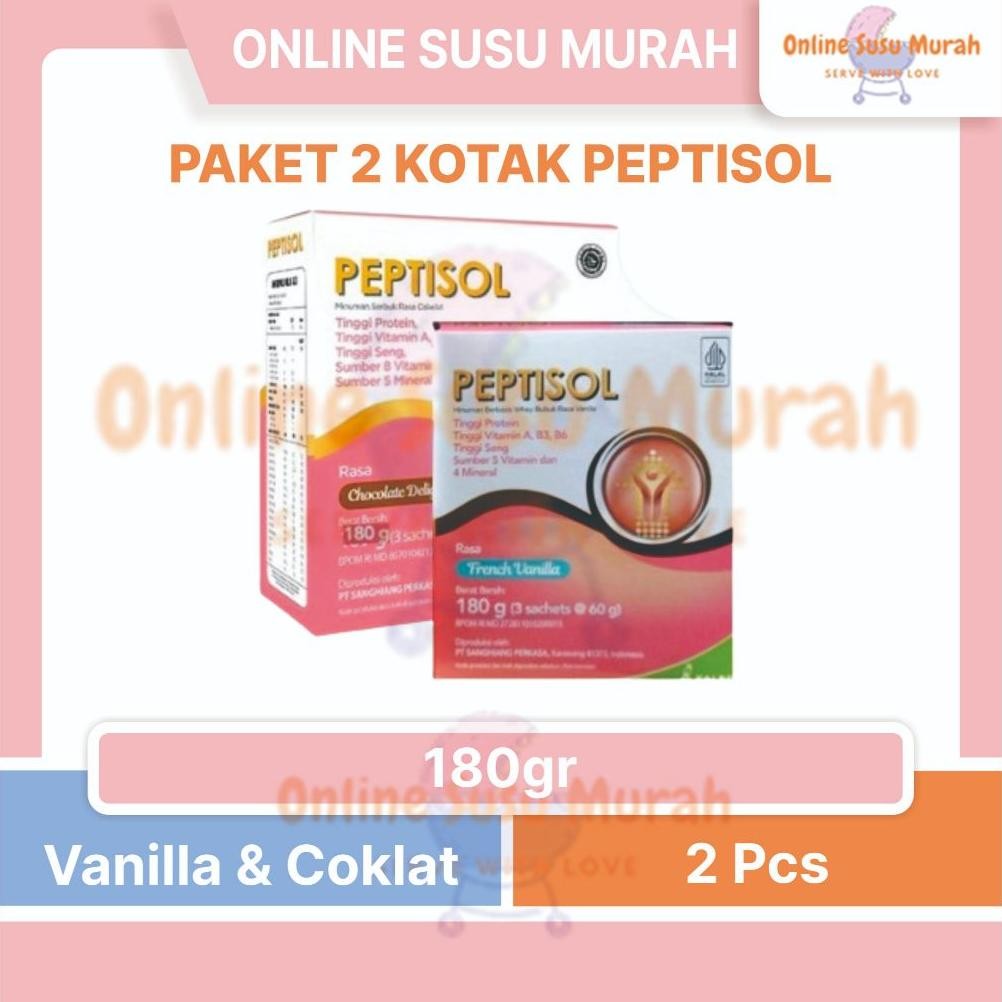 

Peptisol Vanila Coklat Paket 2 Kotak 180GR Nutrisi Tinggi Protein Rendah Residu 180 GR SSKD Nugi