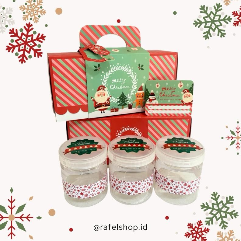 

5 Set Box Tenteng 27.5x9.5x13 cm Natal Chiara 3 Toples 600/800 ml Box Kue Kering Natal Christmas Box Nugi