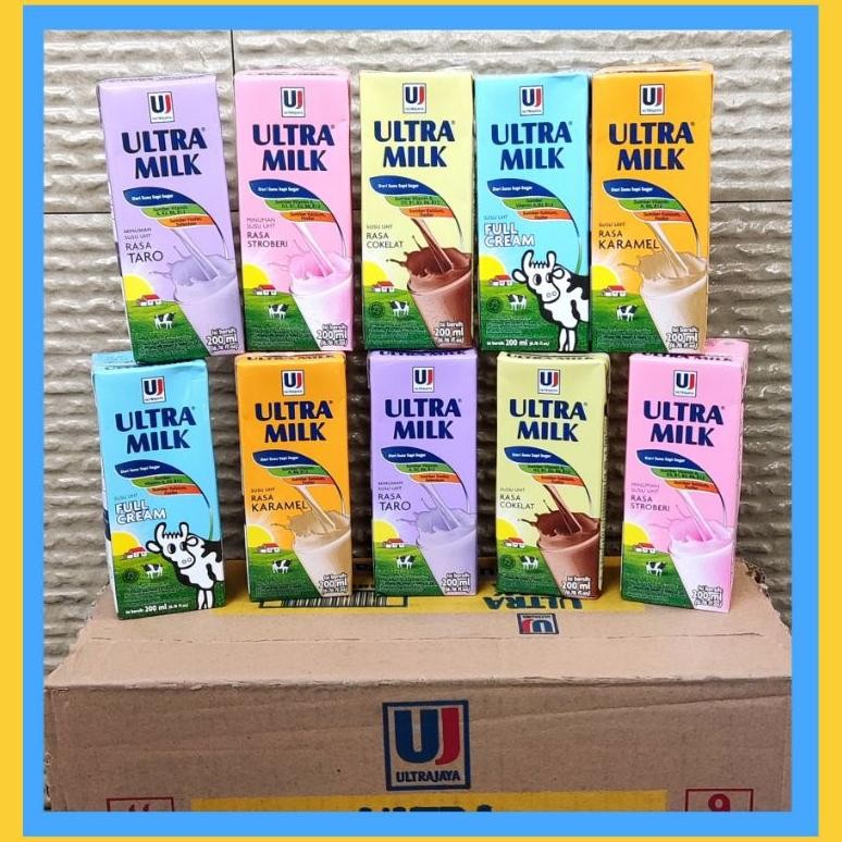 Susu Ultra milk 200ml karton mix rasa | Susu Ultra milk 200ml Dus mix rasa Nugi