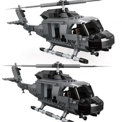 Mainan Puzzle Balok Bangunan Lego Helicopter Militer 425Pcs