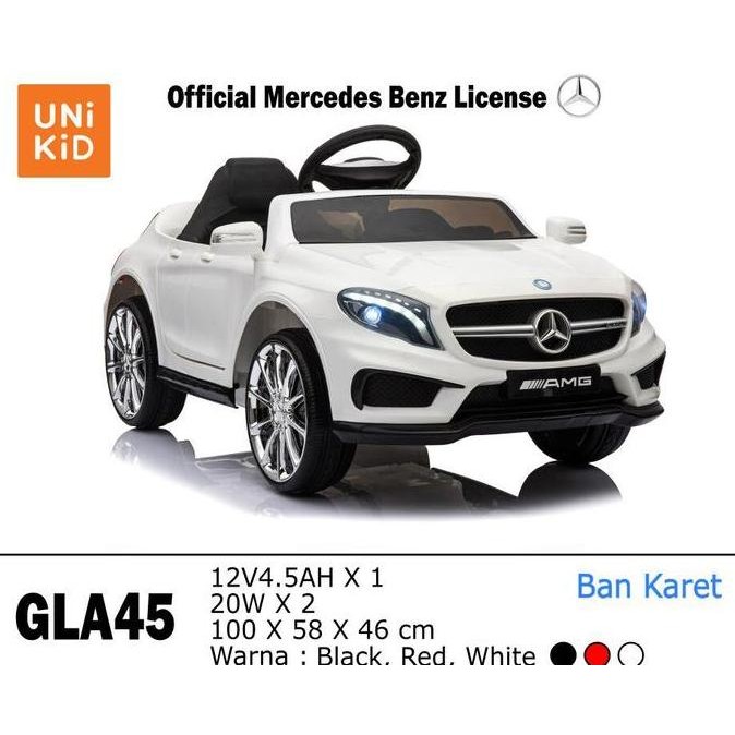 Mainan Anak Mobil Aki Unikid Mercy GLA45 Official Remote Control White
