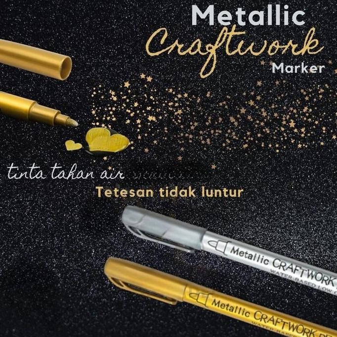 

Quaff Metallic Gold Silver Putih Pen Marker Spidol Metalik Emas Perak Permanent Marker 1.5Mm