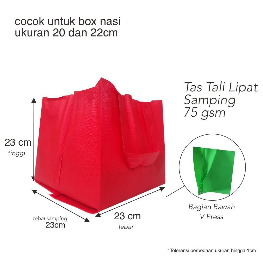 

Bis Tas Spunbond Hls Untuk Dus 22X22, 20X20, Tas Berkat Hajatan, Tas Box Bento Nasi Kotak, Goodie Bag